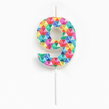 Candle in the cake on the skewer "Kaleidoscope", the number 9, 7 cm-2
