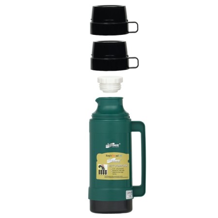 Thermos 1 l, with a glass flask, 2 circles, 13.5 x 32 cm, green-1