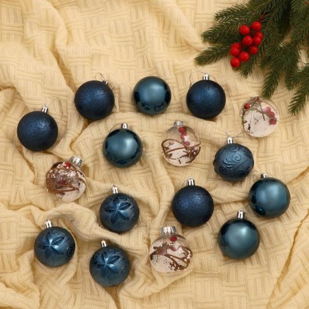 Set of balls plastic D-6 cm, 16 pcs "winter" blue