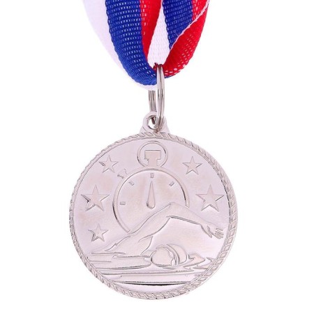Medal thematic "swimming", silver, d = 3.5 cm-2