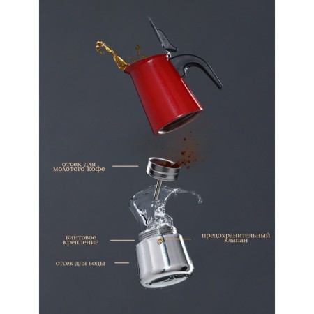 Header coffee maker "Italiano", 450 ml, 9 cups, red color-1