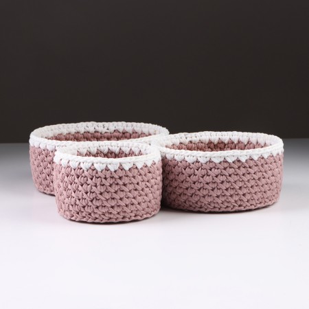 A set of knitted baskets, 3 pcs, polyester fiber, lilac