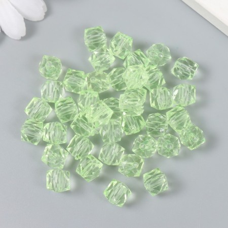 Plastic beads "Crystal polyhedron. Pale green" Transparent set of 20 g 1x1x1 cm-1