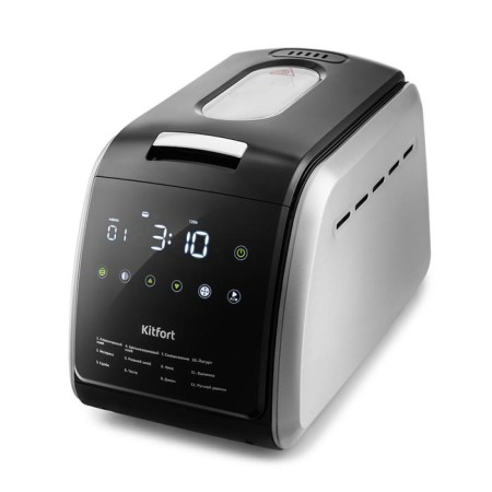 Bakery KitFort KT-305, 850 W, 12 programs, 1000/1250/1500 g, silver-hourly