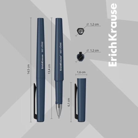Ballic handle Erichkrause Severe, Ultra Glide Technology, Node 0.7 mm, blue ink, Troundwoman Soft-Touch, Super-Mirled Letter-14