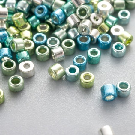 Glass bead 11/0 "cylinder. Blue-green gloss" 10 g-1