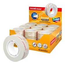 The adhesive tape is office tape, 18 mm x 33 meters, Erichkrause Crystal, super -transparent, display, price per 1pc.