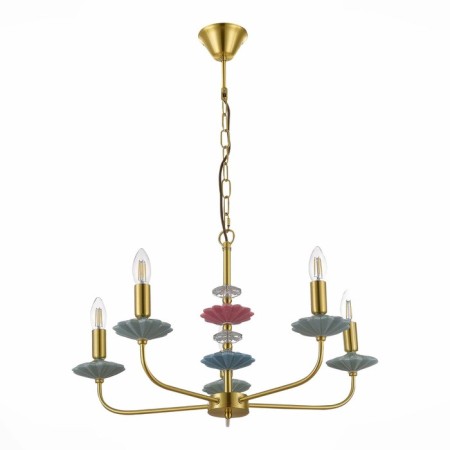 Suspended EVOLUCE lamp. Sle1117-203-05. Attic. 5x40 watts, E14, 65x65x40 cm, golden color-3