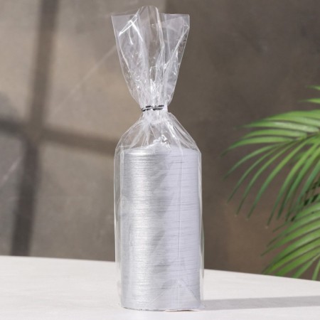 Candle - cylinder, 6x12.5 cm, 35 hours, 275 g, silver relief-1