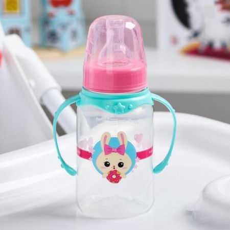 A bottle of feeding "Bunny Polly", classic throat, 150 ml., 0 months, cylinder, with handles-2