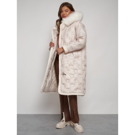 Coat insulated winter female, size 46, beige color-16