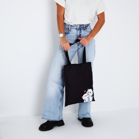 Shoper bag without fastening, black color-6