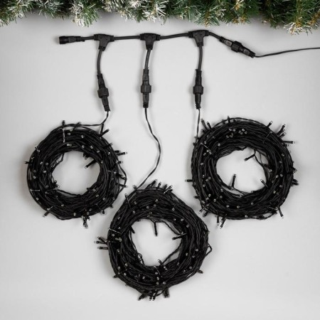 Garland "Clip-Light" 3 threads of 20 m, IP44, UMS, dark thread, 399 LED, Green glow, 8 modes, 24 V-1