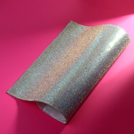 Rhinestones self -adhesive on the sheet, with holography, d = 2 mm, 40 × 24 cm, silver color-3