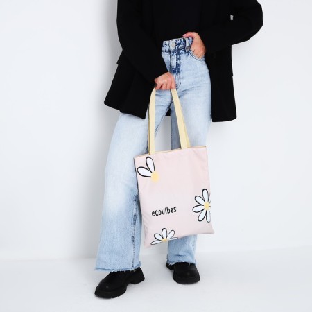 Bag Schoper "Flowers" 35x0.5x40 cm, Department without lightning, without lining, beige-6