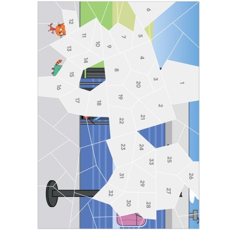 Three cats. We draw stickers by numbers. Transport-1