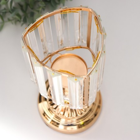 Summary metal, glass for 1 candle "Crystals - facets" gold 27x13x13 cm-5