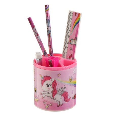 Tables of a desktop children's "unicorn" (stand+2 pencil+ruler+sharpener+eraser+notebook 8 sheets)-1