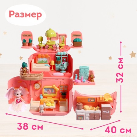House for dolls "backpack" with dolls, furniture and accessories-1