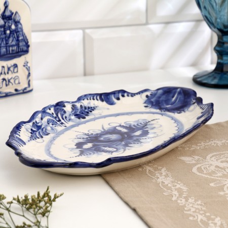 Dish for cutting "flower", gzhel, porcelain, 2.5x31 cm-1