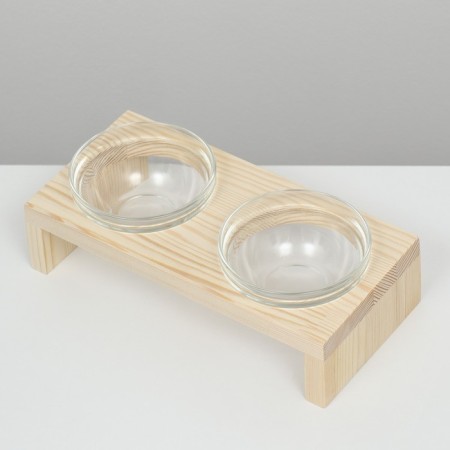 Double stand with bowls made of transparent glass 30 x 14.5 cm x 6.5 cm, 2x250 ml-2