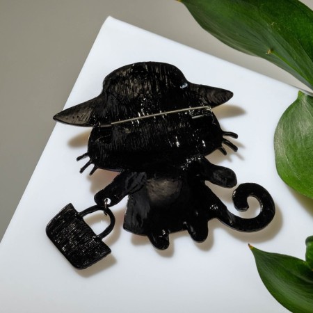 Multiple brooch "Madame cat", colored in ferrous metal-2