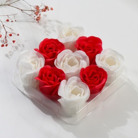 Lapal petals "Red and white roses" set 9 pcs 4.5x12.6x12.6 cm-1