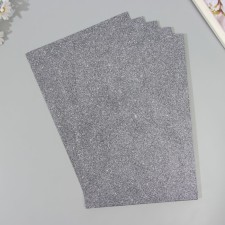 A set of glitter foamiran (5 sheets) 2 mm, 20x30 cm, dark silver