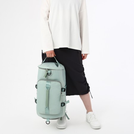 A backpack-samka with a zipper, 4 outer pockets, shoe compartment, green color-8