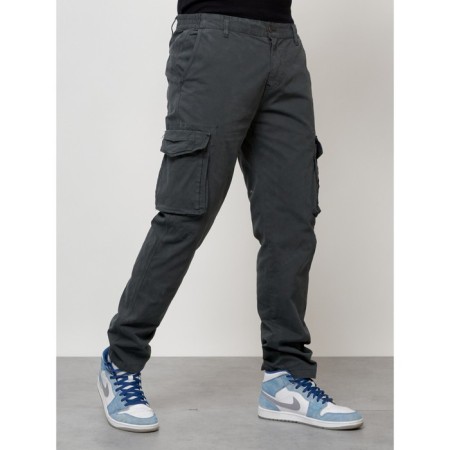 Cargo jeans male, size 50-52, dark gray color-3