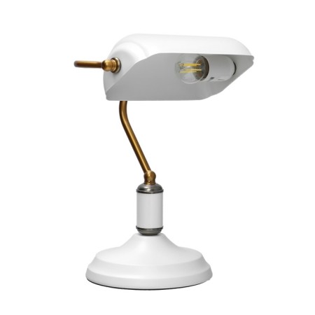 Banker desktop lamp E27 40W white brass 20x26x36cm-8