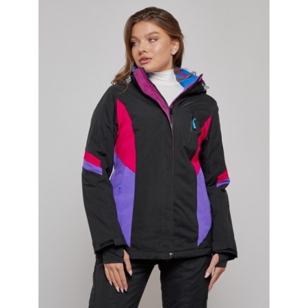Ski jacket female winter, size 44, black color-9