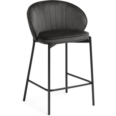 Stool Barnoy Nile Metal/velor, Black/Gray 58x45x92 cm