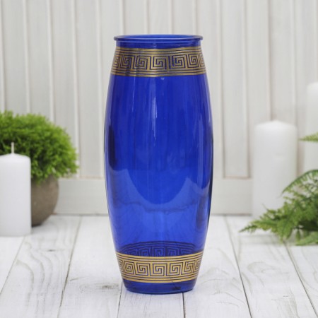 Vase Glass "Eva" painted with a neckline 23 cm mix-1