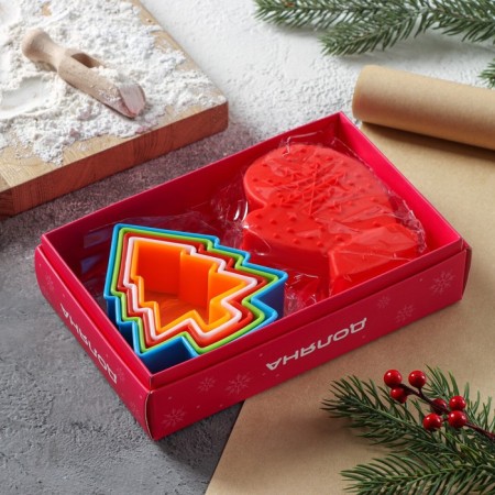 A set for baking the “New Year” shade, 6 items: a form for baking, a set of forms for cutting cookies 5 pcs-8