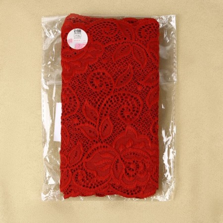 Lace elastic fabric "roses", 165 ± 5 mm × 2.7 ± 0.5 m, burgundy color-3