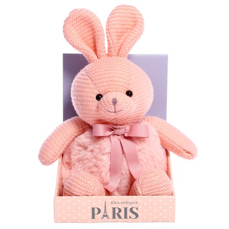 Soft toy "Knitted bunny", pink color, 38 cm