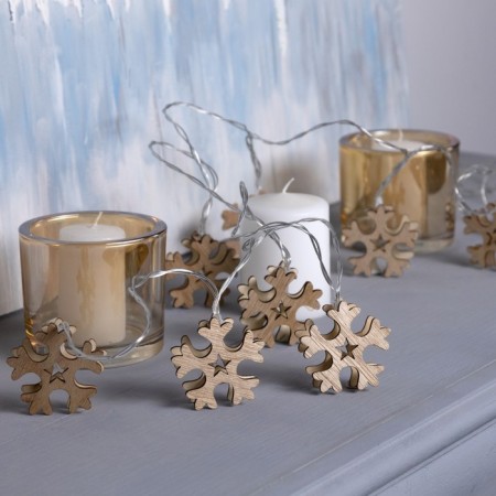 Garland “thread” 2.5 m with nozzles “snowflake”, ip20, transparent thread, 10 LED, warm white glow, AAH2-1