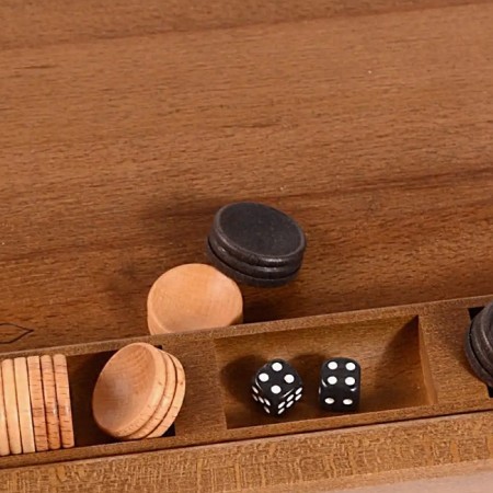 Carved backgammon "Bears in the Forest", a board of the beech array, patina, 50 x 58 cm-3