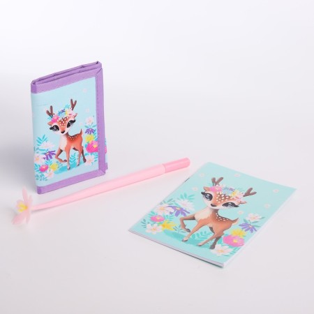 Gift set for the girl "Olenenok", wallet, notebook, pen-1