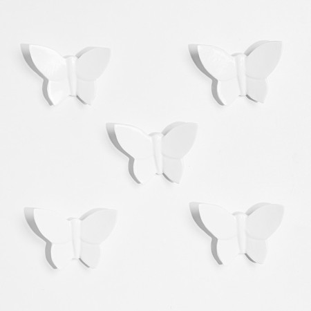 Wall -wall decor "butterflies" 7.5 x 10.5 cm, white, (set 5 pcs)-2