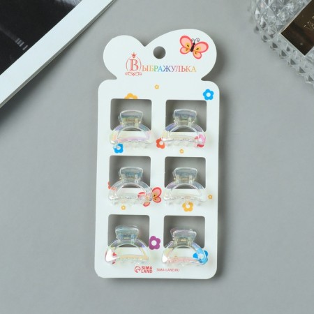 Hair crab "Avanti" (set of 6 pcs) arc, 2.5 cm, transparent-2