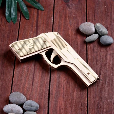 Souvenir wooden pistol is an elastic band, shoots with elastic bands-2