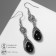 Earrings with rhinestones "drop" elegance, black color in black silver