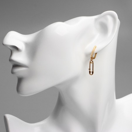 Earrings with rhinestones Xuping Pin, white in pink gold-2