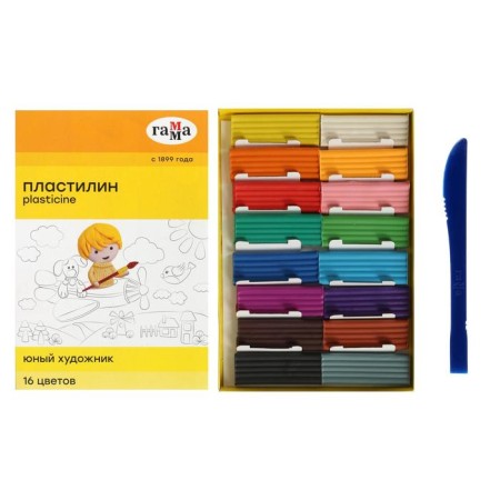 Plasticine 16 colors 224 g, gamut "Young artist", with a glass, cardboard packaging 280046