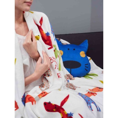Decorative Sleeping Dogs pillow, size 36x37 cm, blue color-6