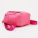 A backpack with a zipper, 5 outer pockets, pink color
