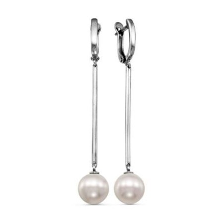 Earrings hanging sustaining with oxidation "pearls", white color
