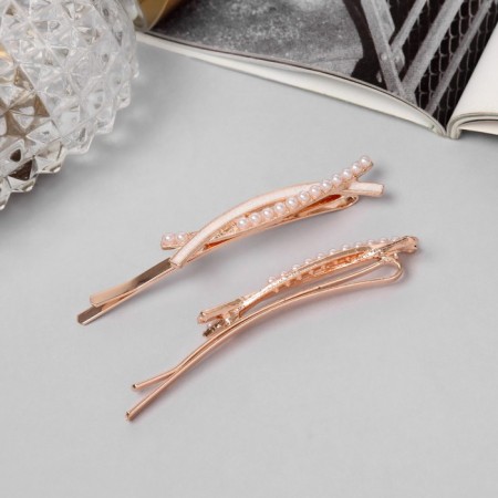 Invisibility for hair "Kalie" (set 2 pcs) arc, 6 cm, pink gold-1